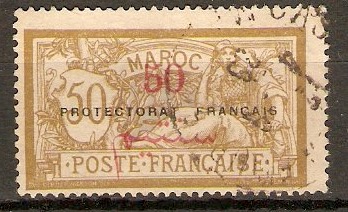 French Morocco 1914 50c on 50c Brown and lavender. SG53.